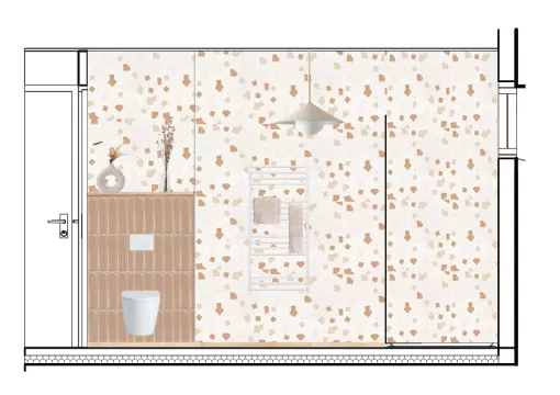 Conception d'une salle de bain colorée en terrazzo à Pau