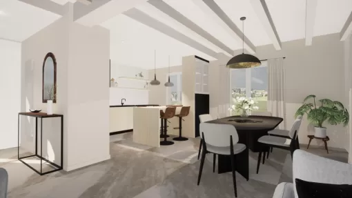 Rénovation intérieure d'une maison pour la création d'une cuisine ouverte à Navarrenx