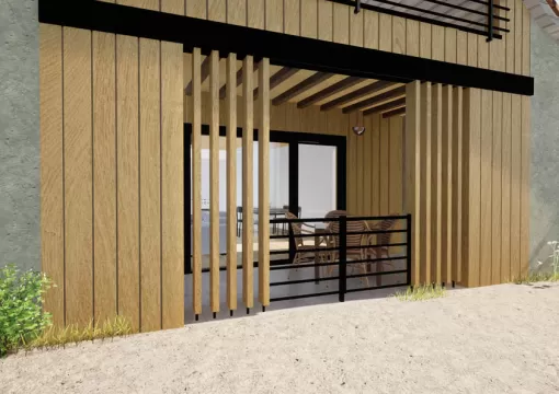 Transformation et création de façade en bois de maison contemporaine à Navarrenx
