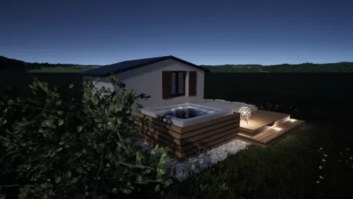 Aménagement d’espace SPA extérieur privé par architecte d’intérieur à Navarrenx