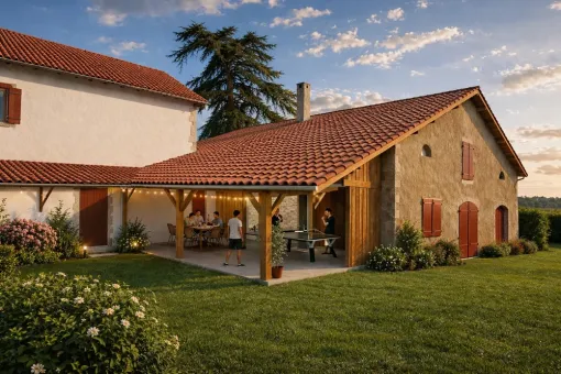  Aménagement d'un pool house  à Mimbaste : un nouvel espace de vie au cœur de la maison de vacances, Orthez, Atelier CS