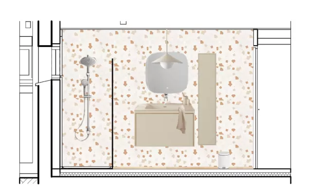 Conception d'une salle de bain colorée en terrazzo à Pau