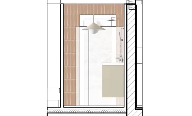 Conception d'une salle de bain colorée en terrazzo à Pau