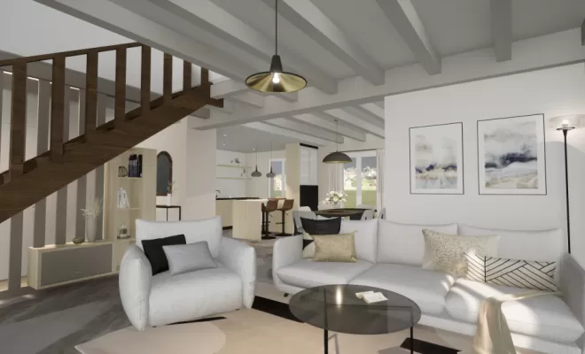 Etude de rénovation intérieur pour une pièce de vie moderne et lumineuse à Montfort