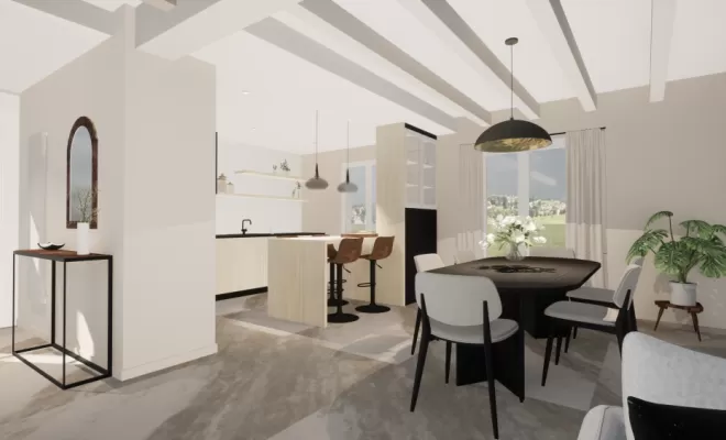 Rénovation intérieure d'une maison pour la création d'une cuisine ouverte à Navarrenx