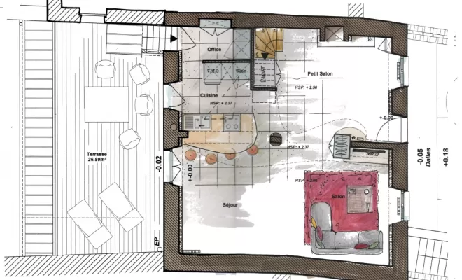 Projet de décoration d'une pièce de vie à Pau 
