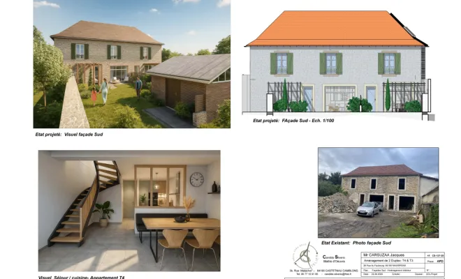 Aménagements d'un appartement duplex basée sur une vieille bâtisse à Navarrenx, Orthez, Atelier CS