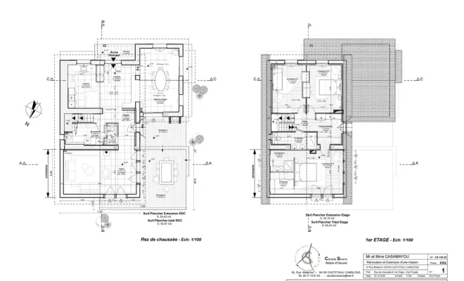 Extension de maison en ossature bois à Navarrenx, Orthez, Atelier CS