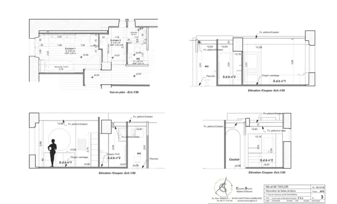 Rénovation de deux salles de bain à Salies de Béarn, Orthez, Atelier CS