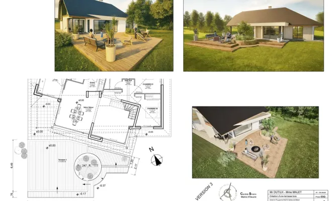 Création d'une belle terrasse en bois pour une maison individuelle à Orthez, Orthez, Atelier CS