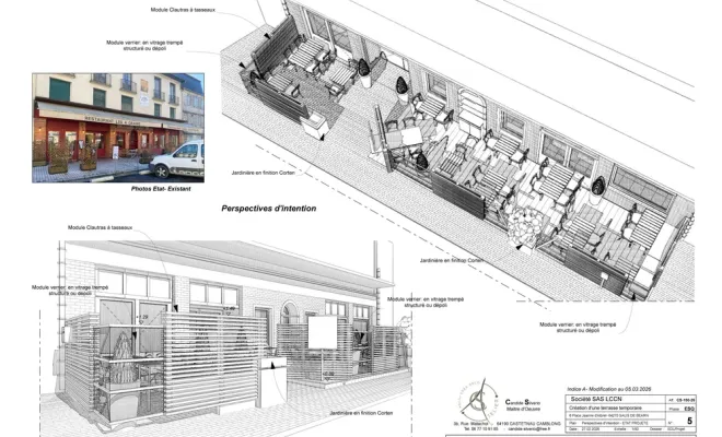Aménagement de terrasse de restaurant : créer un espace convivial qui attire et fidélise la clientèle, Orthez, Atelier CS