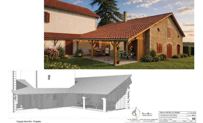  Aménagement d'un pool house  à Mimbaste : un nouvel espace de vie au cœur de la maison de vacances, Orthez, Atelier CS